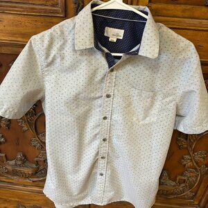 Craft + Flow Mens Shirt Short Sleeve Button Up Gray Blue Size Small Casual.